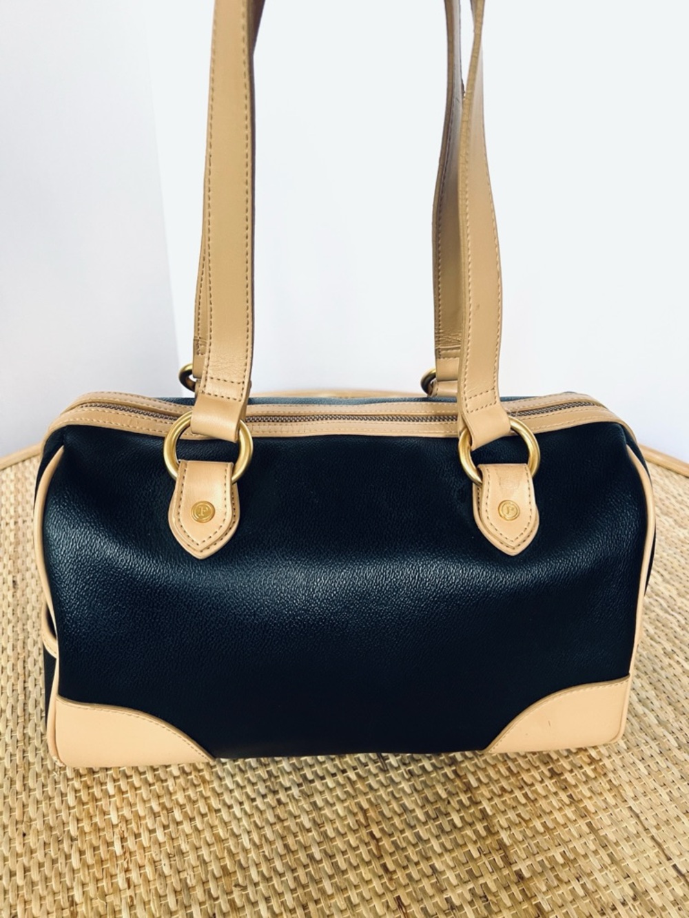 Parazul Classic Black n Tan Bowler Handbag well loved - NO SCARF OR CHARM